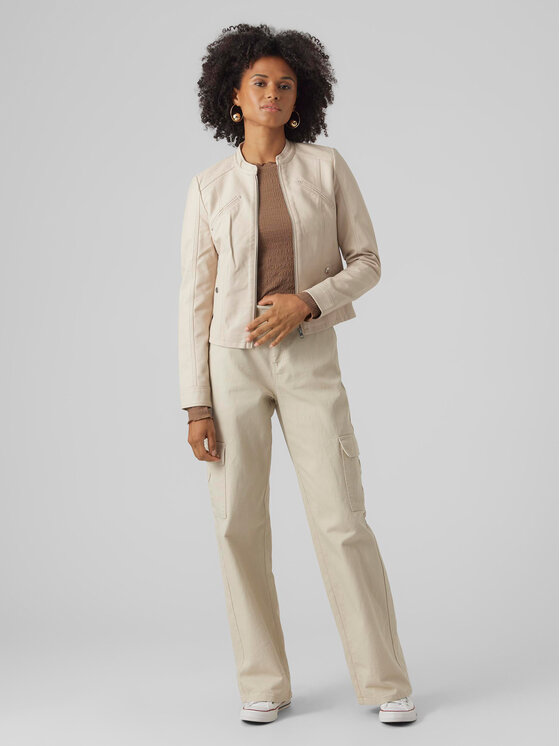 Vero Moda Vero Moda Kurtka z imitacji skóry Favodona 10288555 Beżowy Regular Fit