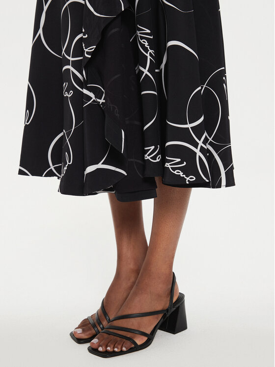 KARL LAGERFELD KARL LAGERFELD Midi suknja 245W1203 Crna Regular Fit