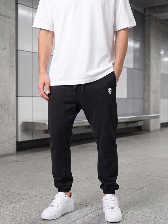 Marvel Marvel Spodnie dresowe Deep Crotch Punisher z obniżonym krokiem 132869 Czarny Regular Fit