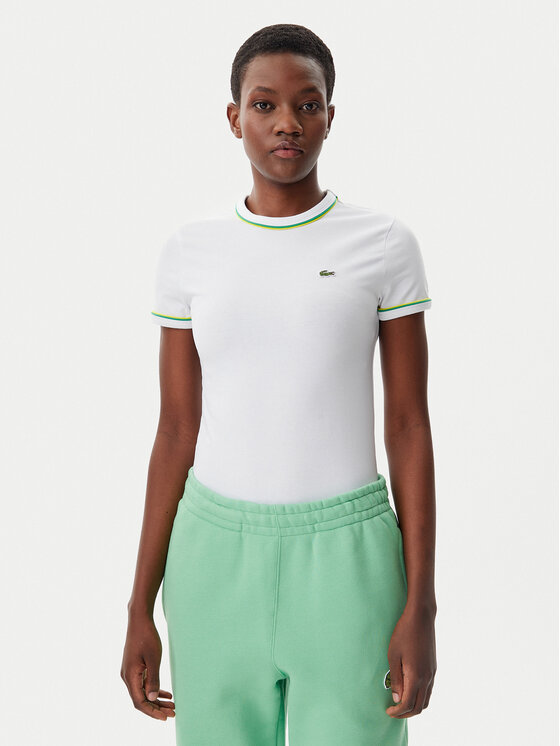 Lacoste Lacoste Тишърт TF0347 Бял Slim Fit