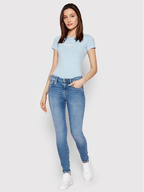 Pepe Jeans Pepe Jeans T-Shirt New Virgina PL505202 Blau Slim Fit