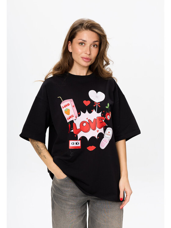 Mirons Mirons T-Shirt Print Biały Oversize