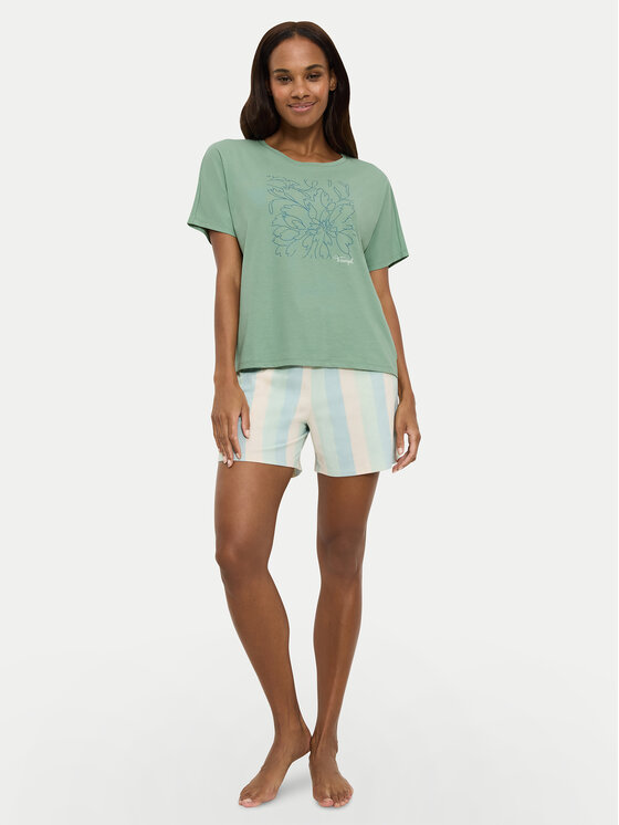 Triumph Triumph Koszulka piżamowa Mix & Match 10218281 Zielony Relaxed Fit