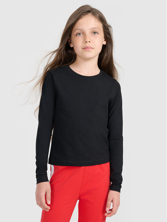 4F 4F Bluzka BASIC+ Czarny Slim Fit