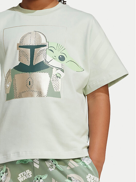 adidas adidas Komplekti kuuluvad t-särk ja šortsid Star Wars The Mandalorian™ JF3648 Roheline Regular Fit