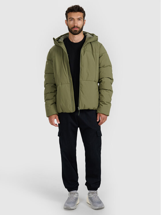 4F 4F Kurtka puchowa URBAN COMMUTER Khaki Regular Fit