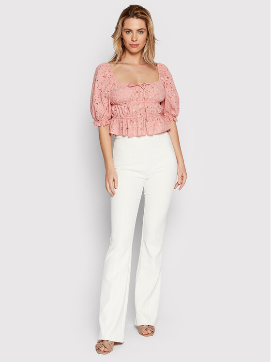 Guess Guess Μπλουζάκι Lulu W2GH39 WEIV0 Ροζ Slim Fit