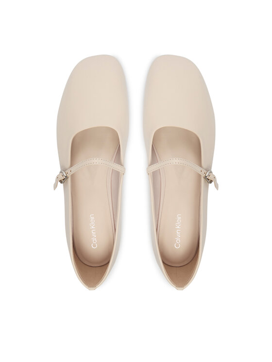 Calvin Klein Calvin Klein Balerīnas Oblique Ballerina Mj Lth Hdw HW0HW02847 Écru