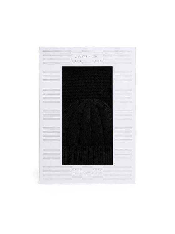 Tommy Hilfiger Tommy Hilfiger Set Schal und Mütze Flag Fluffy AW0AW17994 Schwarz