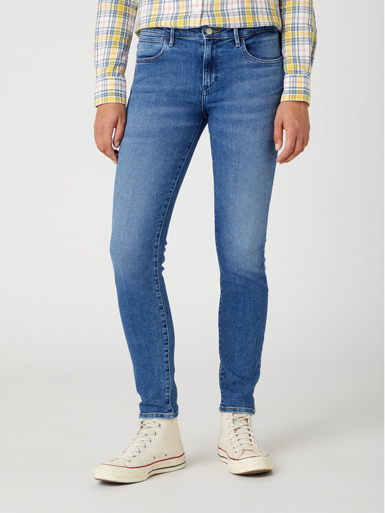 Wrangler Jeans hlače Skinny 615 W28K4736Y 112332349 Modra Skinny Fit