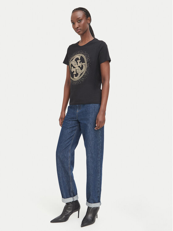 Guess Guess Футболка W6BI30 K6051 Чорний Regular Fit
