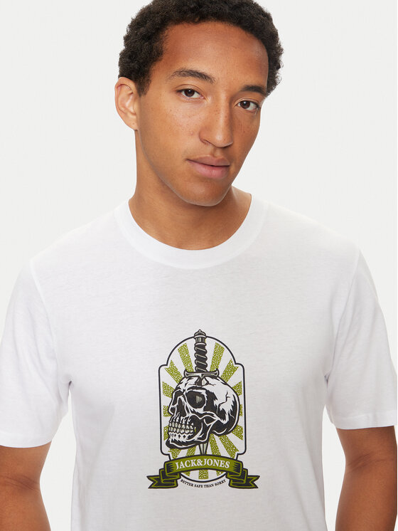 Jack & Jones Jack & Jones T-Shirt Seven Skull 12262491 Biały Regular Fit
