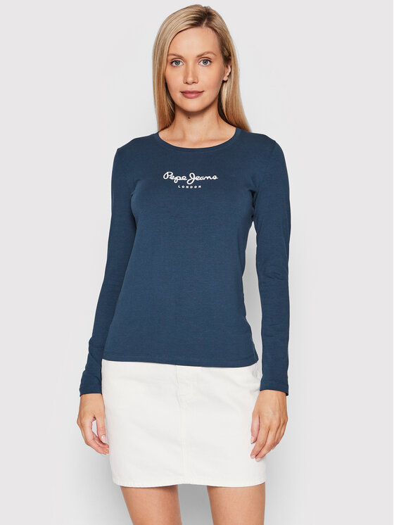 Pepe Jeans Pepe Jeans Majica New Virginia PL505203 Tamnoplava Slim Fit