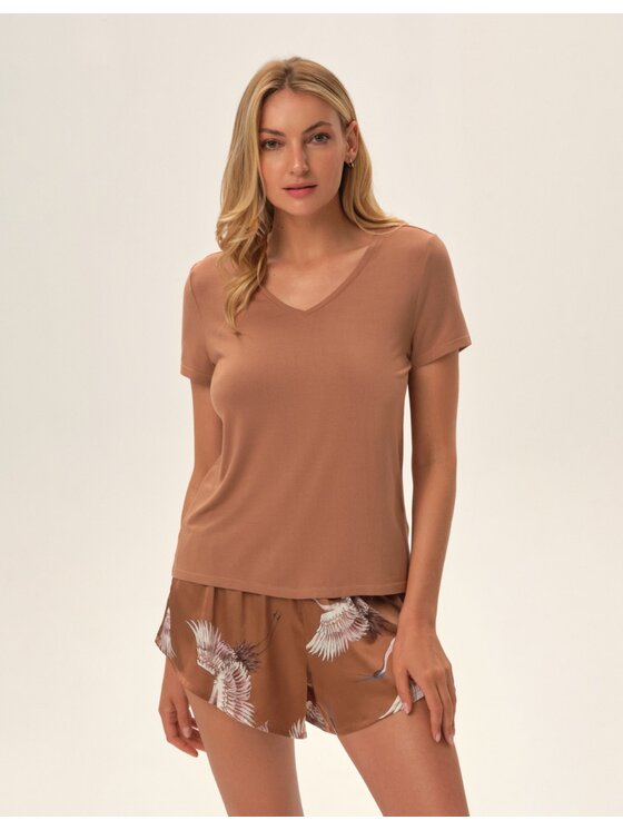 Esotiq Esotiq Piżama 42075 Pomarańczowy Regular Fit