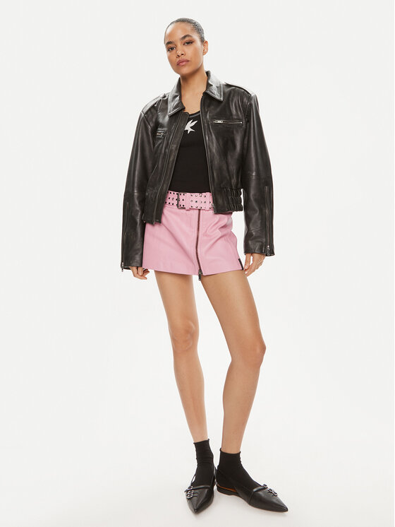 One Teaspoon One Teaspoon Kožená sukně Rizzo 26306 Růžová Slim Fit