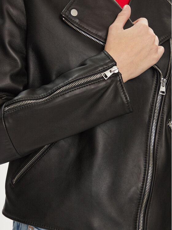 HUGO Hugo Kurtka skórzana Lujana 50512604 Czarny Regular Fit