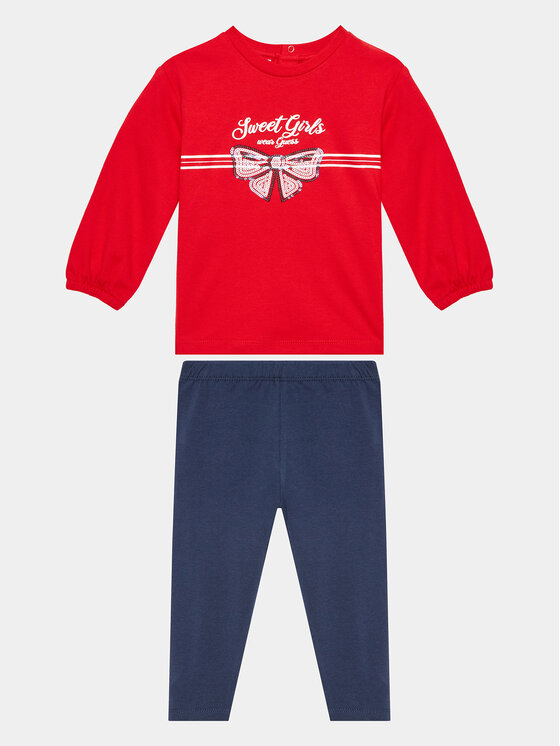 Set tricou și pantaloni scurți Guess Copii, Mărimea: 12M, Roșu, A3YG15 KA6W4