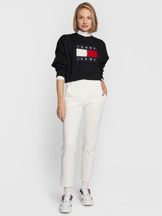 Tommy Jeans Tommy Jeans Džemper Center Flag DW0DW14261 Crna Boxy Fit