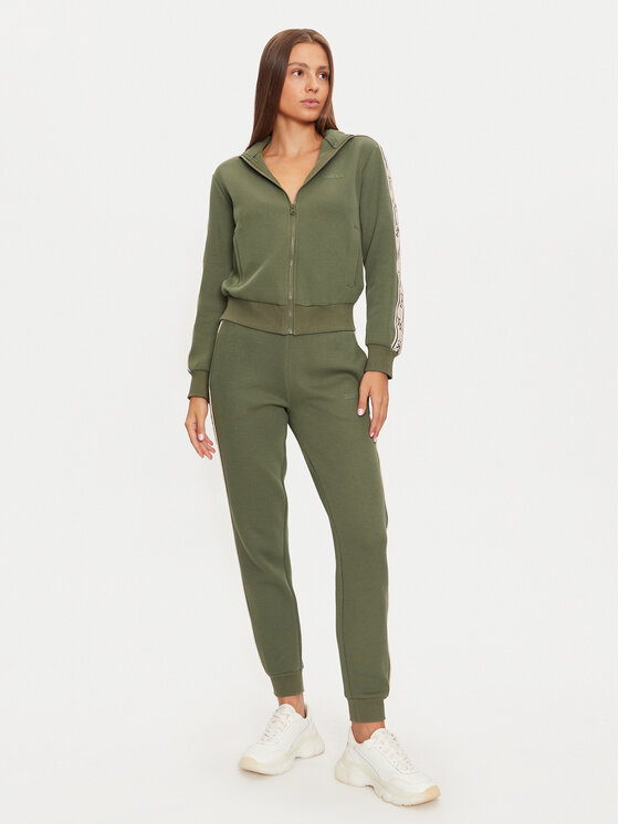 Guess Guess Džemperis ar kapuci Britney V2YQ16 KB3P2 Zaļš Regular Fit