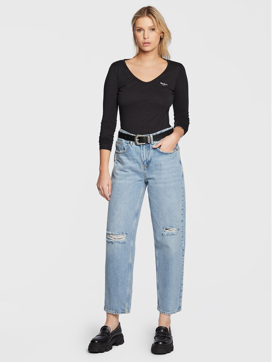 Pepe Jeans Pepe Jeans Μπλουζάκι Corine PL505306 Μαύρο Regular Fit