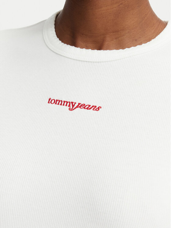 Tommy Jeans Tommy Jeans T-shirt Script Rib DW0DW22809 Crema Slim Fit