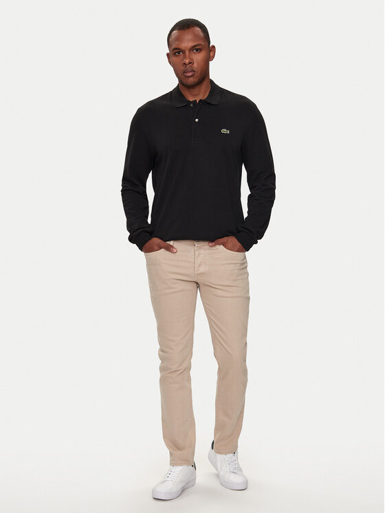 Lacoste Lacoste Тениска с яка и копчета L1312 Черен Classic Fit