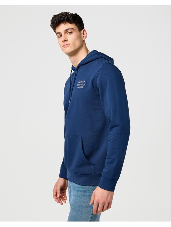 Wrangler Wrangler Bluza EMBROIDERY HOODIE Niebieski Relaxed Fit