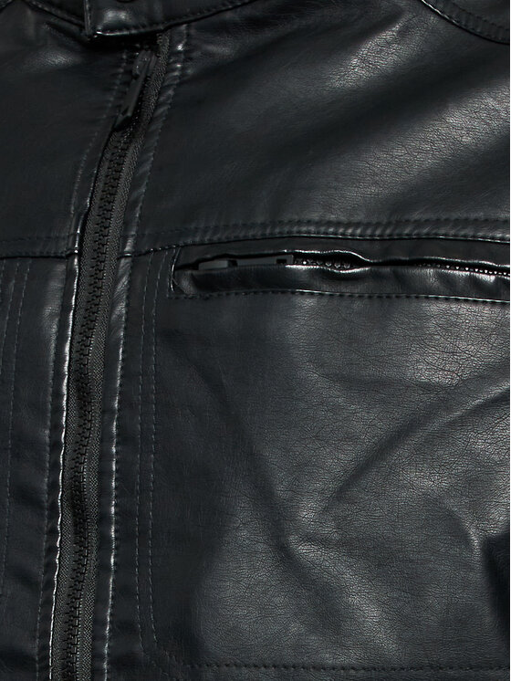 Brave Soul Brave Soul Kurtka z imitacji skóry MJK-JONES Czarny Regular Fit