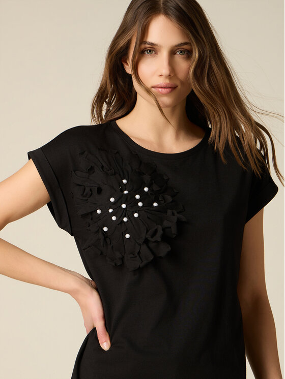 Oltre Oltre T-Shirt G00DJ004618N033 Czarny Regular Fit