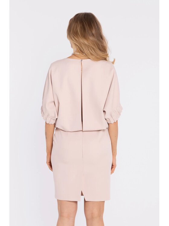 Made of Emotion Made of Emotion Sukienka koktajlowa M904 Beżowy jasny Oversize