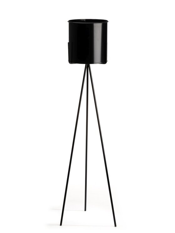 Kwietnik MIAhome, metalowy czarny z osłonką 110 cm