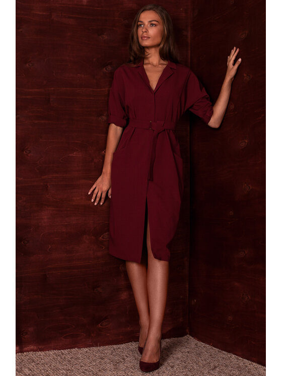 Stylove Stylove Každodenné šaty S230 Bordová Regular Fit