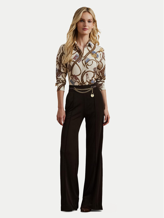 LAUREN RALPH LAUREN LAUREN RALPH LAUREN Hlače iz tkanine 200953573001 Rjava Wide Leg