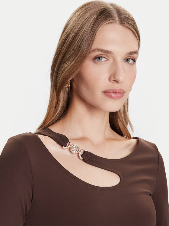 Guess Guess Bluzka W5BP18 KC7M2 Brązowy Slim Fit