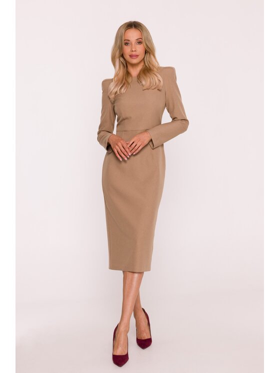 Stylove Stylove Sukienka wieczorowa S412 Beżowy A-Line Fit