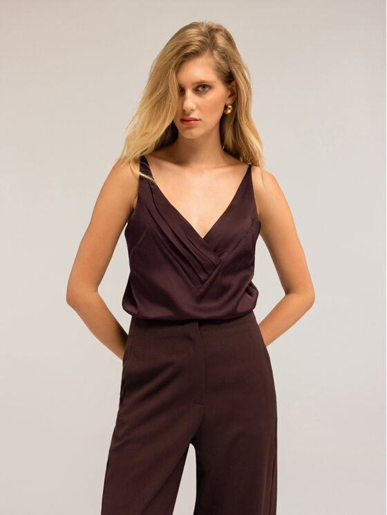Motivi Motivi Top D759Q000487N032 Brązowy Slim Fit