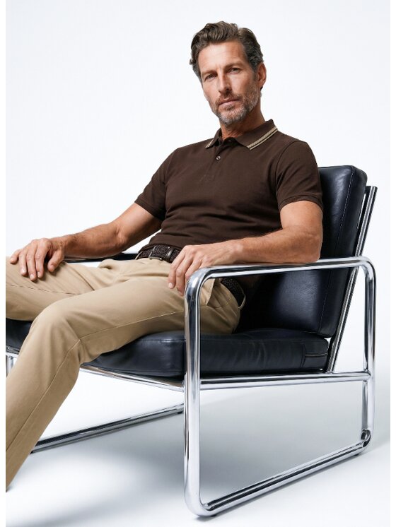 Pako Lorente Pako Lorente Polo P26WF-TX-004 Brązowy Regular Fit