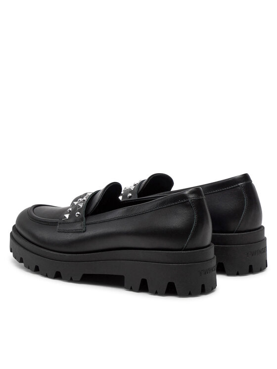 TWINSET TWINSET лоуфъри с дебела подметка Mocassino 242GCJ024 Черен