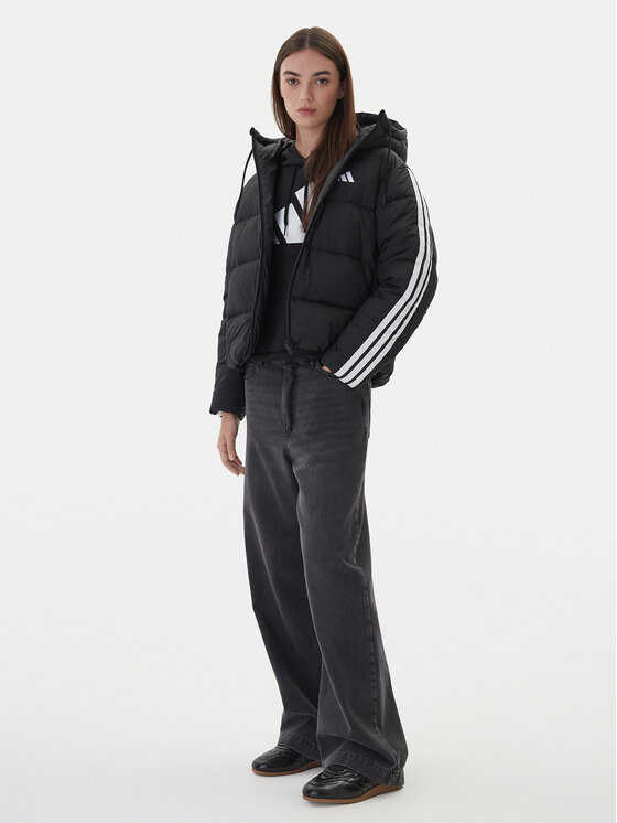 adidas adidas Pūkinė striukė Essentials Climawarm 3-Stripes JW3429 Juoda Loose Fit