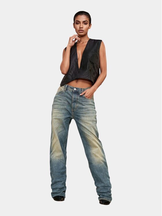MADE BY SOCIETY MADE BY SOCIETY Spodnie materiałowe Jeans GRAVITY - P27205 Niebieski Basic Fit