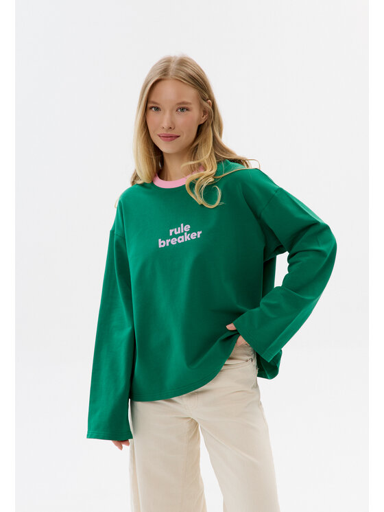 Mirons Mirons Longsleeve Print Zielony Regular Fit