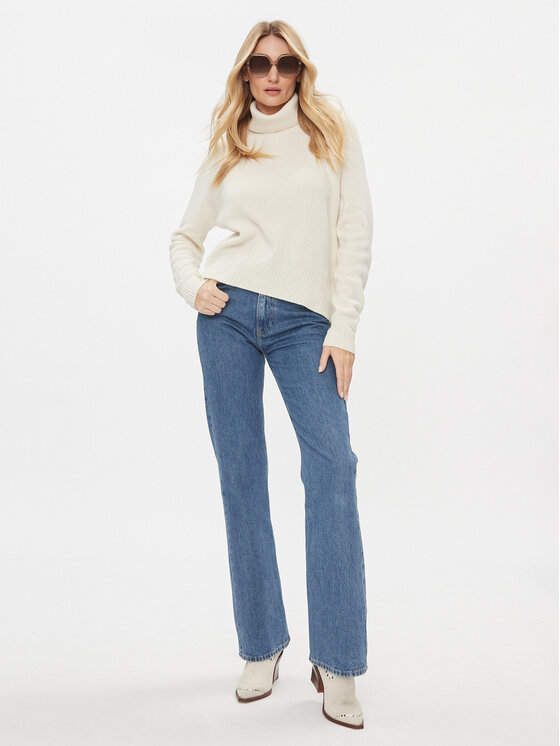MAX&Co. MAX&Co. Bluză cu gât Caprera 73641723 Écru Regular Fit