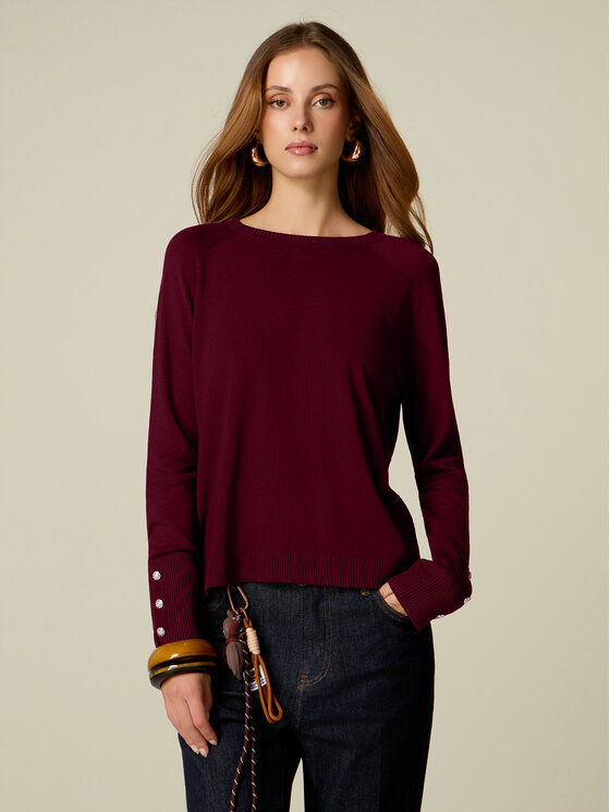 Oltre Oltre Sweter M304J005558N016 Bordowy Regular Fit