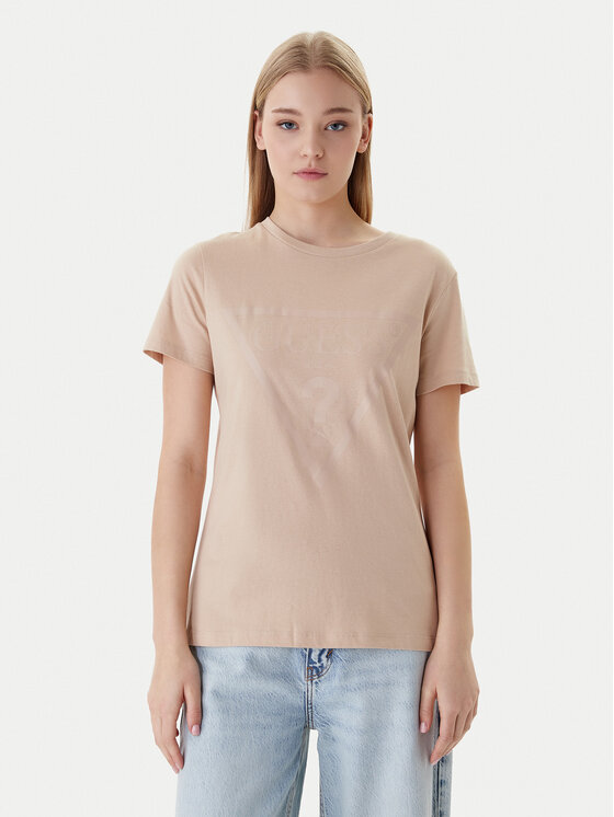 Guess Guess Tricou V2YI07 K8HM0 Bej Regular Fit