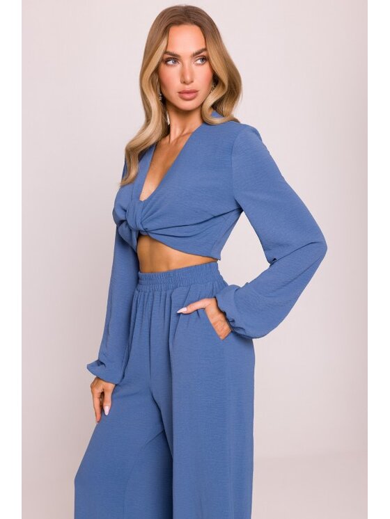 Made of Emotion Made of Emotion Spodnie materiałowe M862 Granatowy Wide Leg