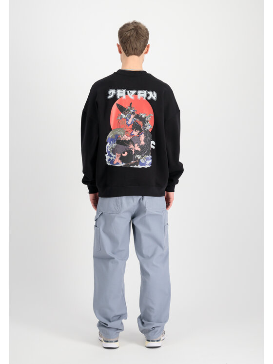 Alpha Industries Alpha Industries Bluza Japan Wave Warrior Sweatshirt Czarny Relaxed Fit