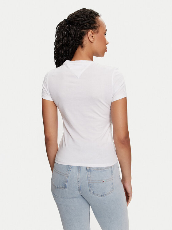 Tommy Jeans Tommy Jeans T-krekls Linear DW0DW18398 Balts Slim Fit