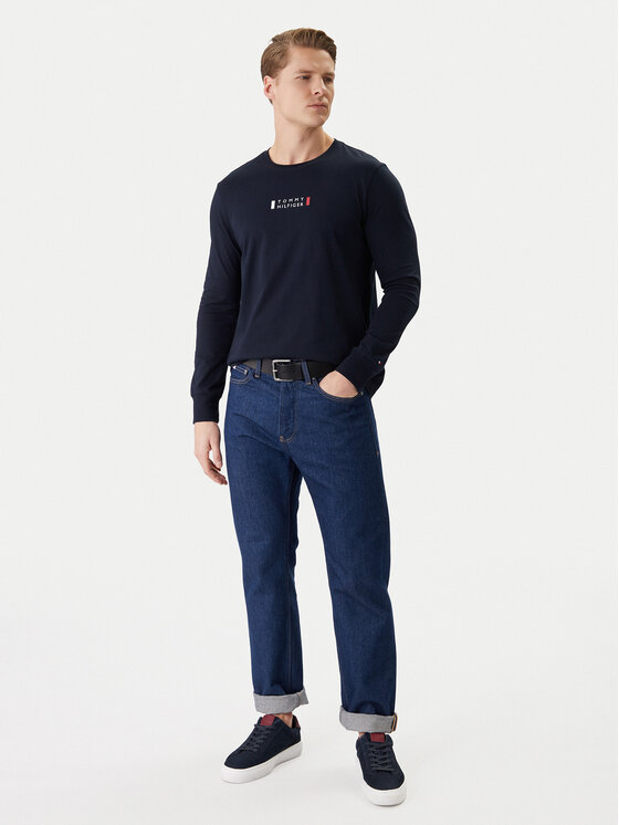 Tommy Hilfiger Tommy Hilfiger S dlhými rukávmi Brand Love Ls Tee MW0MW41454 Tmavomodrá Slim Fit