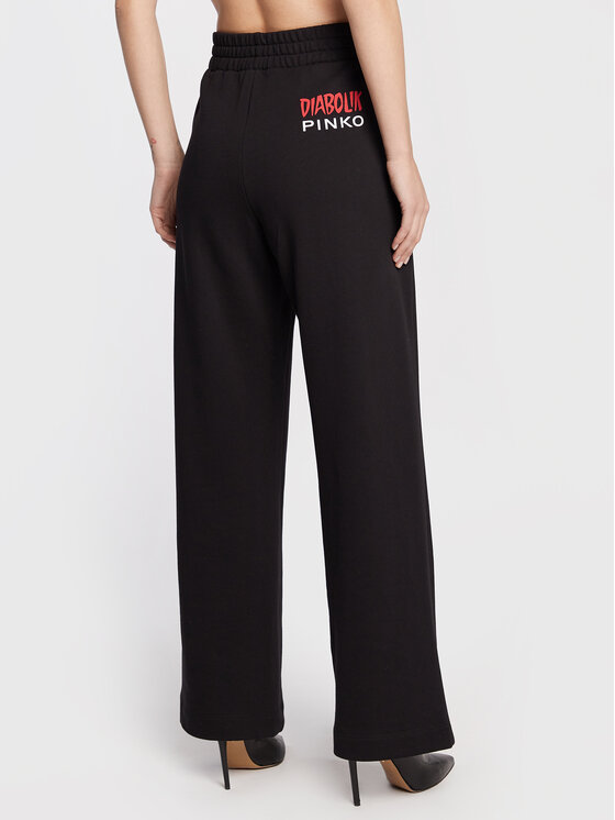 PINKO Pinko Spodnie dresowe DIABOLIK Flaviana AI22-23 PKDB 1L109E 8314 Czarny Relaxed Fit