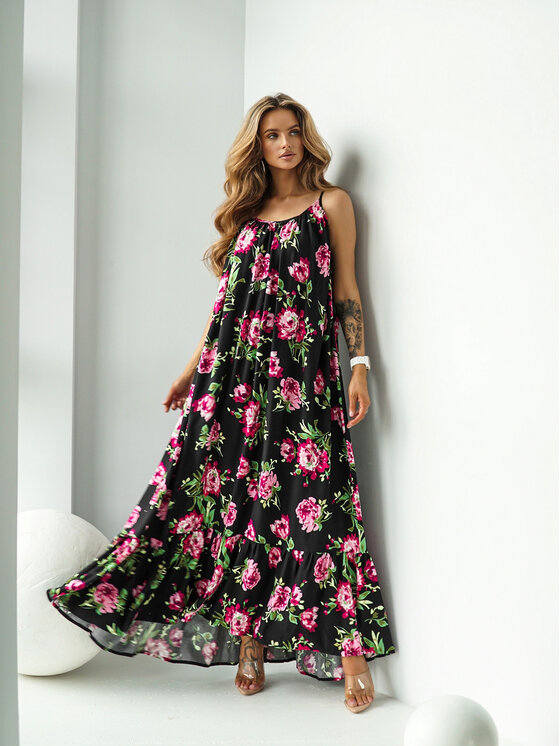 LilaLou LilaLou Sukienka letnia Gypsy Czarny Oversize